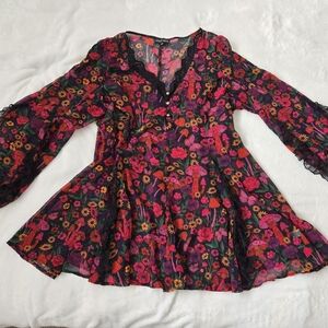 Current Mood Vibrant Floral Boho Top